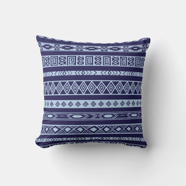 Coussin Bleu marine géométrique ethnique tribal aztèque de (Recto)
