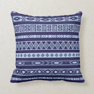 Coussin Bleu marine géométrique ethnique tribal aztèque de