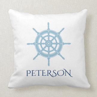 Coussin Bleu marine nautique de cottage personnalisé