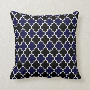 Coussin Bleu marine noir et texturisé Quatrefoil décorat