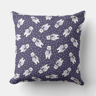Coussin Bleu marine ourson polaire neige motif mignon