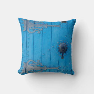 Coussin Bleu Méditerranéen Vieux Porte en bois rayé Tunisi