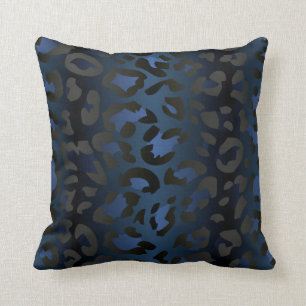 Coussin bleu métallique de peau de léopard