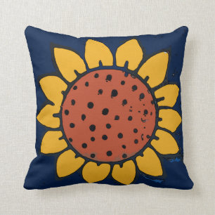Coussin Bleu mexicain de tournesol de tuile