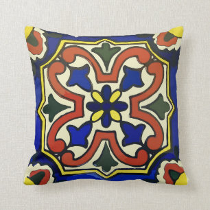 Coussin Bleu mexicain de tuile