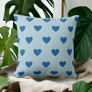Coussin Bleu mignon simple Motif de coeur