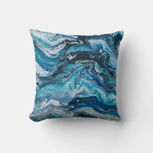 Coussin Bleu Moderne Abstrait