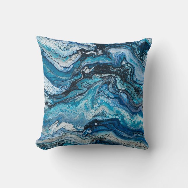 Coussin Bleu Moderne Abstrait (Recto)