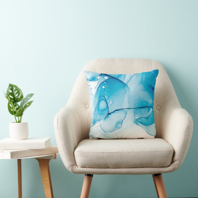 Coussin Bleu moderne élégant Marbré (Chaise)