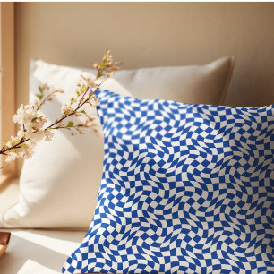 Coussin Bleu moderne rétro tourbillon carreaux