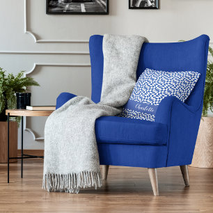 Coussin Bleu moderne rétro tourbillon carreaux nom personn