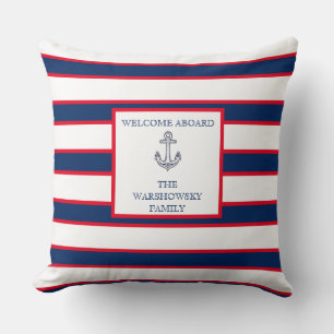 Coussin Bleu Monogramme Bleu Marine Blanc Rouge