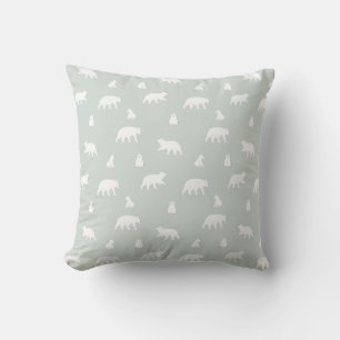 Coussin Bleu Motif de neige de l'ours polaire