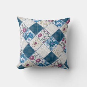 Coussin Bleu motif rustique à la mode de déchirures de ti