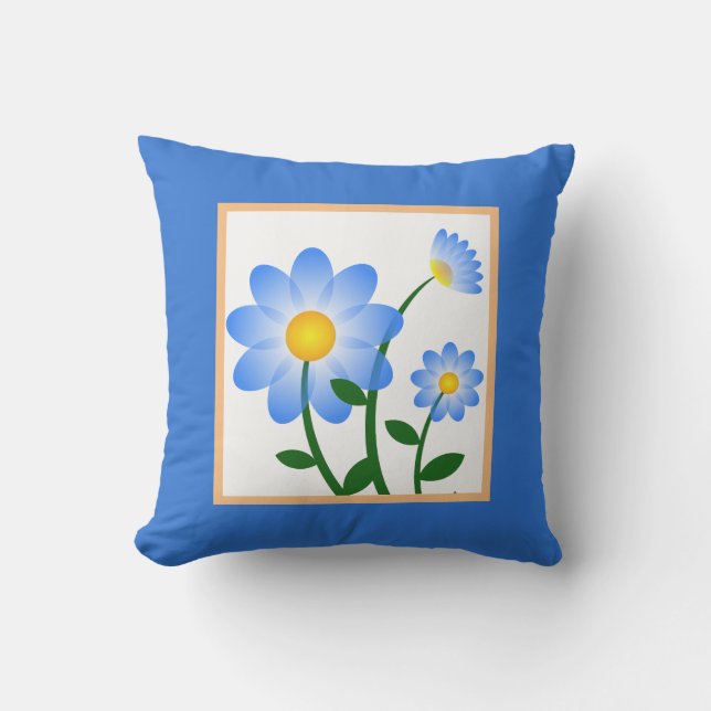Coussin Bleu Myosotis Floral (Recto)