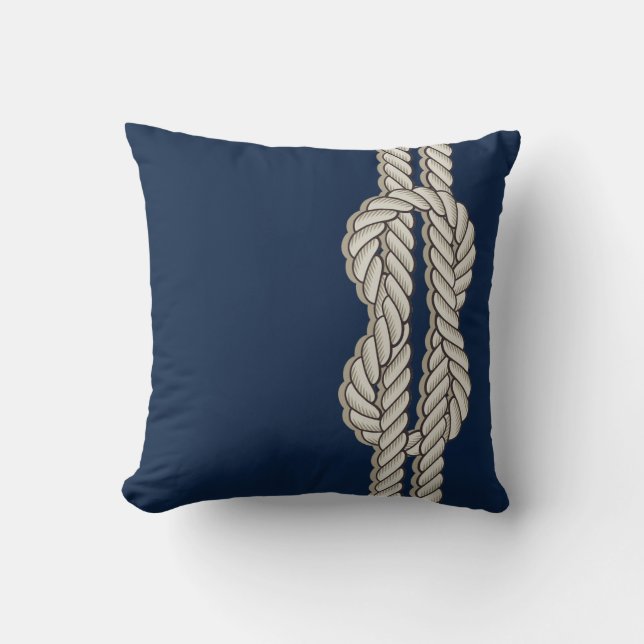 Coussin Bleu nautique avec corde du navire (Recto)