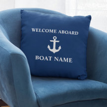 Bleu nautique Bienvenue à bord Nom du bateau Bleu 