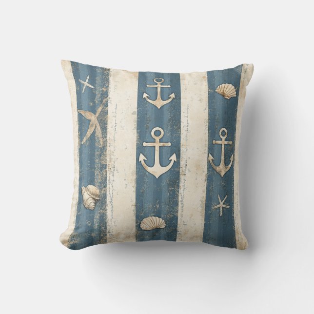 Coussin Bleu Nautique Bleu Tonalité Tons Épis (Recto)