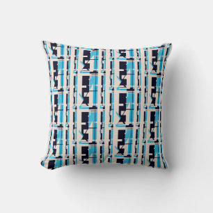 Coussin Bleu Noir Beige Sud-Ouest Mosaïque Lignes
