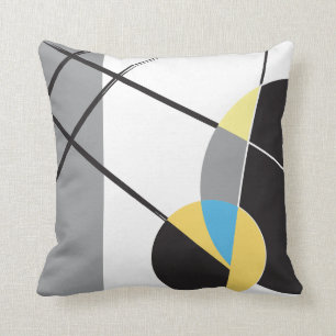 Coussin Bleu noir blanc bleu moderne Conception abstraite