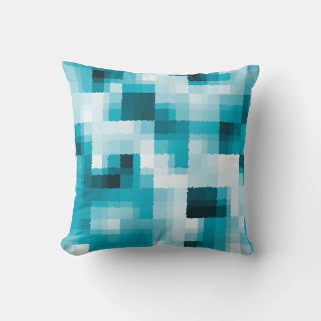 Coussin Bleu noir blanc Motif Abstrait moderne (Recto)