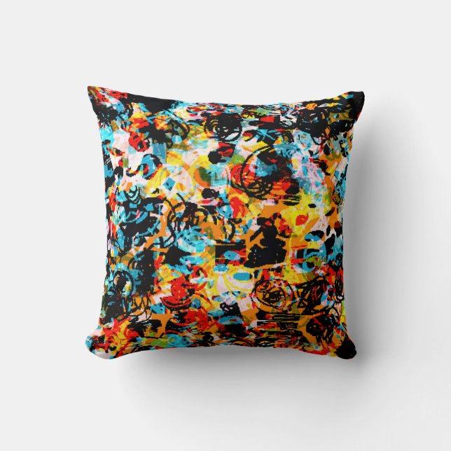 Coussin Bleu, noir, blanc, orange. Bright continu  (Recto)