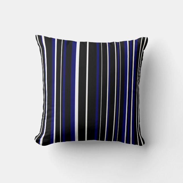 Coussin Bleu noir, bleu foncé de la marine et bande de cod (Recto)