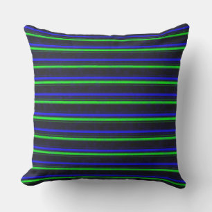 Coussin Bleu Noir Grandes Vertes