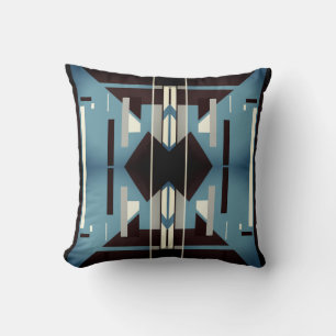 Coussin Bleu noir gris beige méditerranéen symétrique