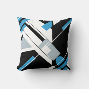 Coussin Bleu noir gris blanc diagonale MCM design