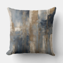 Bleu Nuit Or Beige Aquarelle Abstraite