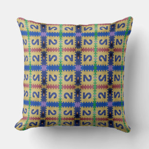 Coussin Bleu numéro 2 sur la conception de puzzle d'or Car