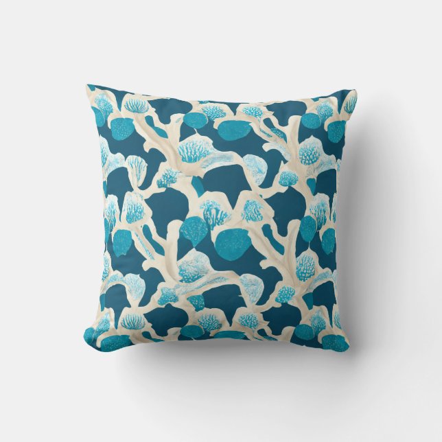Coussin Bleu Océan Abstrait | Motif côtier (Recto)