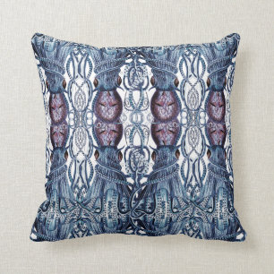 Coussin Bleu octopus marine côtière moderne bleu violet bl