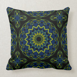 Coussin Bleu olive sur le Kaleidoheart noir