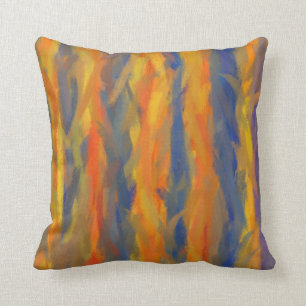 Coussin Bleu orange Bleu Abstrait Tableau 3
