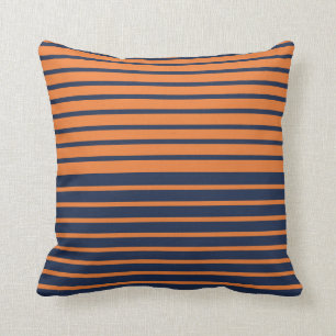 Coussin Bleu orange de la marine tendance rayé