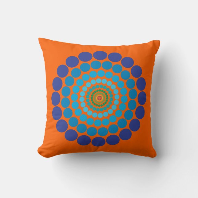 Coussin bleu orange de motif de cercle (Recto)