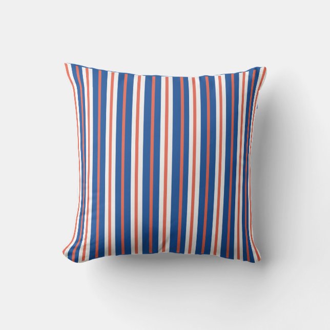 Coussin Bleu Orange Et Blanc À Rayures (Recto)