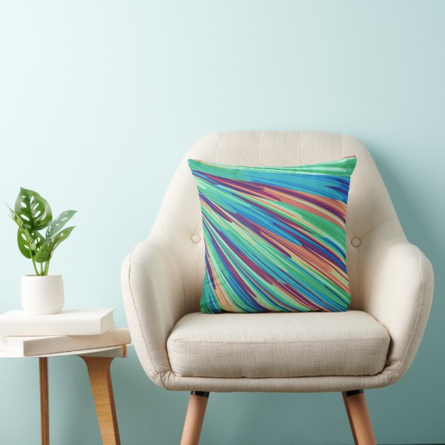 Coussin Bleu orange Turquoise Abstrait (Chaise)