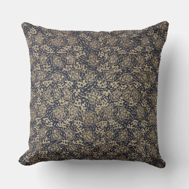 Coussin Bleu paisible et crème Batik Jetez l'oreiller (Recto)
