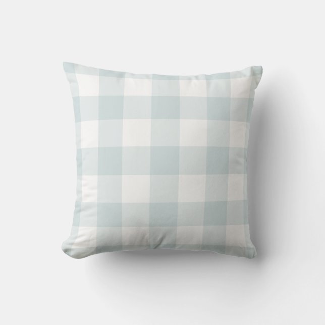 Coussin Bleu pâle et blanc En vichy Motif À damiers (Recto)