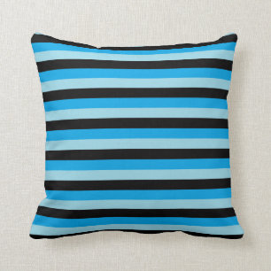Coussin Bleu pastel, noir et turquoise