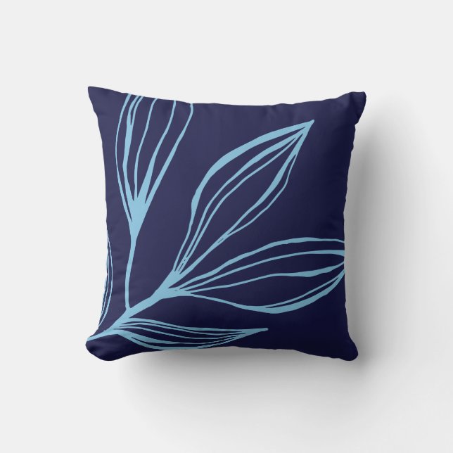 Coussin Bleu, Plante marin Abstrait de la Marine Jetez l'o (Recto)