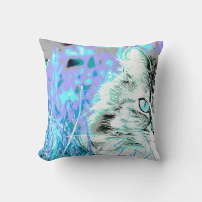 Coussin Bleu-Pourpre de chat (Recto)