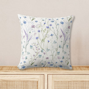 Coussin Bleu pourpre joli Fleur sauvage motif floral
