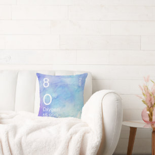 Coussin Bleu pourpre O Oxygène Élément Aquarelle