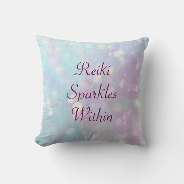 Coussin Bleu pourpre Reiki Éclats à l'intérieur (Recto)