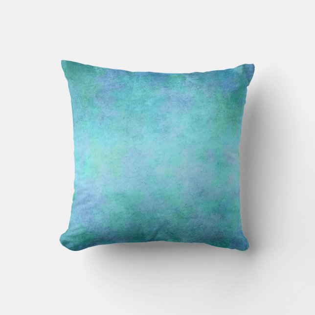 Coussin Bleu, pourpre turquoises, Aqua, et aquarelle (Recto)