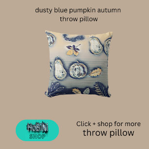 Coussin bleu poussiéreux automne citrouille